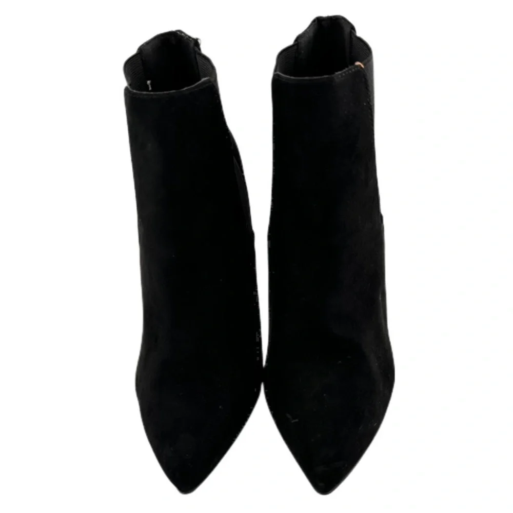 New look womens pointy toe ankle boots size 40 black faux suede stilettos